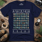 63 National Parks Christmas Ugly Sweater T-Shirt – Navy – Outdoor apparel for travel, hiking, camping, and nature lovers – ExpediCamp