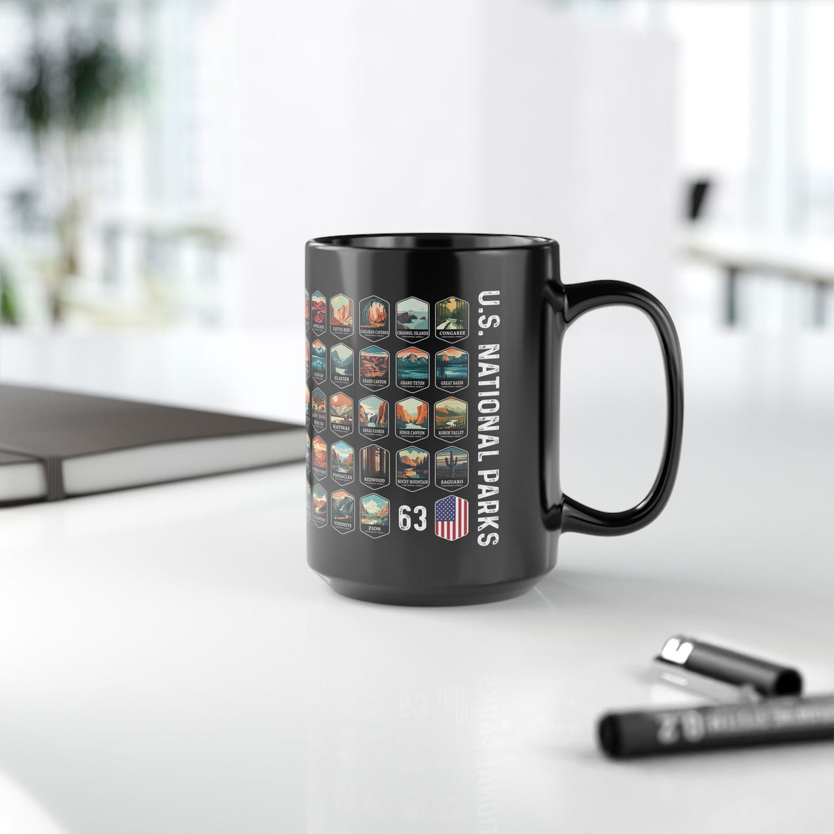 63 National Parks Of The USA Black Mug (11oz, 15oz) – – Outdoor apparel for travel, hiking, camping, and nature lovers – ExpediCamp
