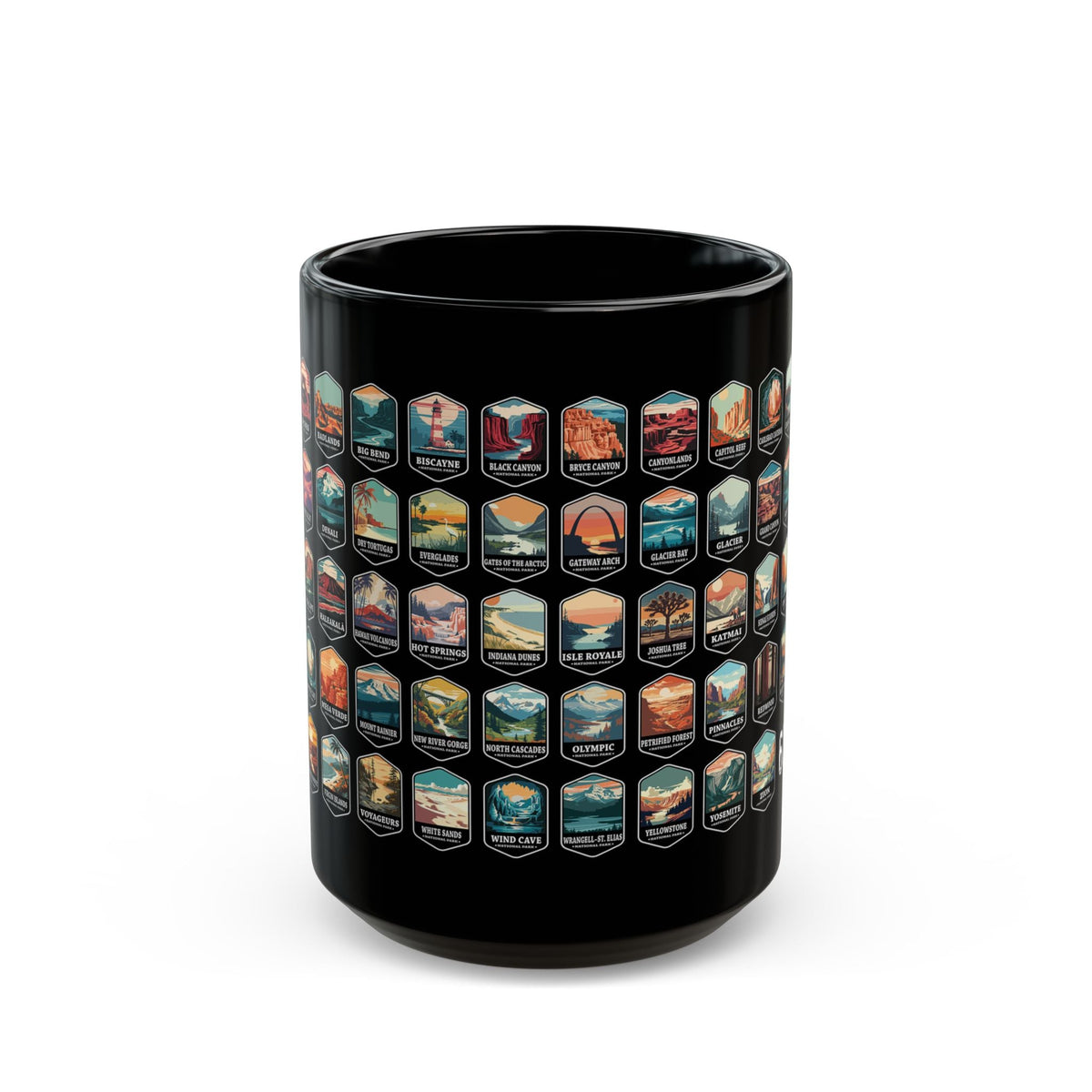 63 National Parks Of The USA Black Mug (11oz, 15oz) – – Outdoor apparel for travel, hiking, camping, and nature lovers – ExpediCamp
