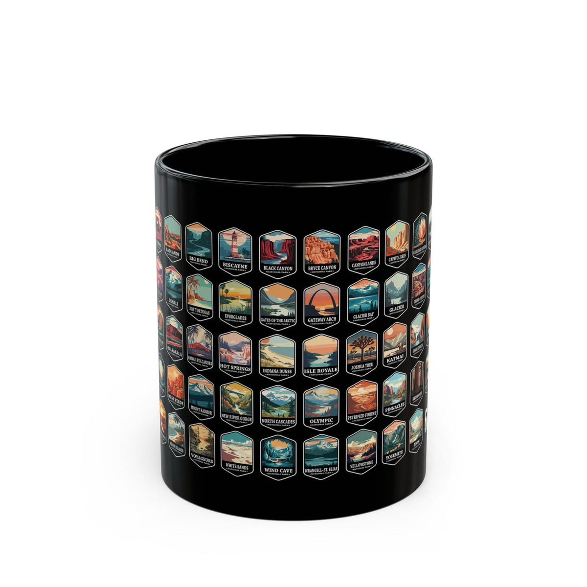 63 National Parks Of The USA Black Mug (11oz, 15oz) – – Outdoor apparel for travel, hiking, camping, and nature lovers – ExpediCamp