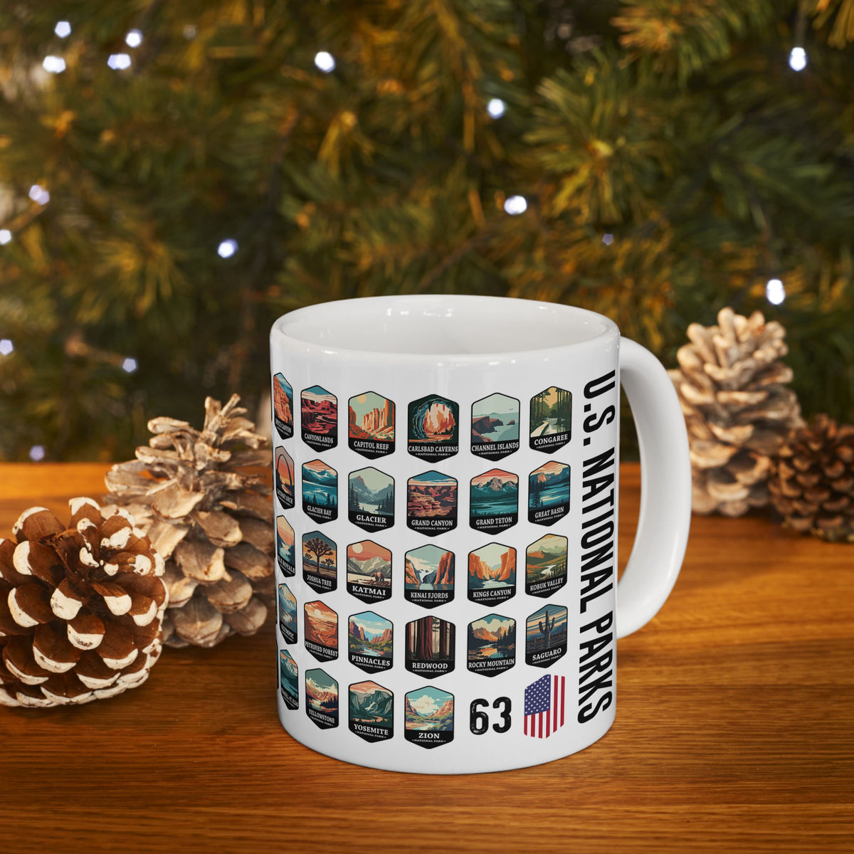 63 National Parks Of The USA White Ceramic Mug (11oz, 15oz) – – Outdoor apparel for travel, hiking, camping, and nature lovers – ExpediCamp
