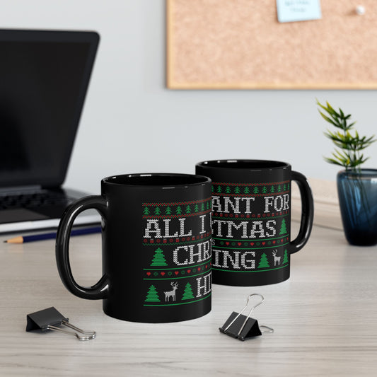 All I Want For Christmas Is Hiking Black Ceramic Mug