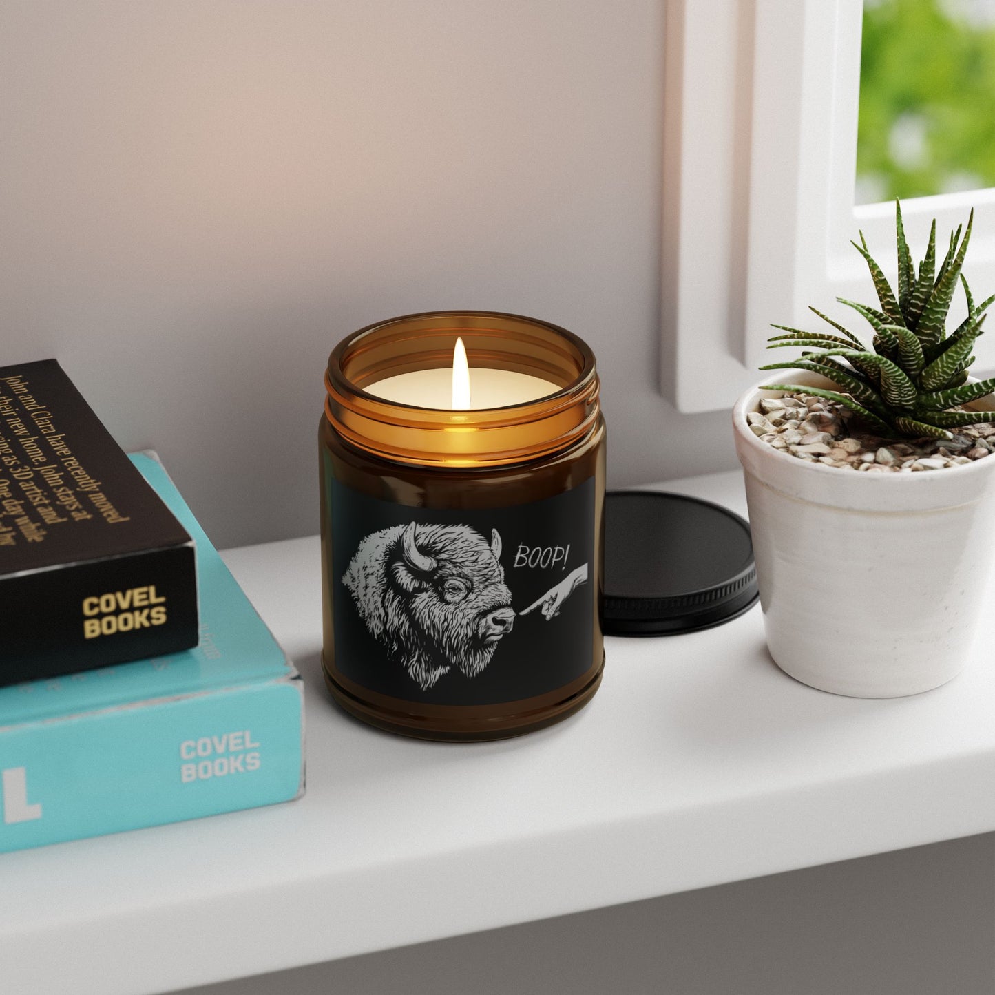 Boop Bison Scented Soy Candle – Amber Jar