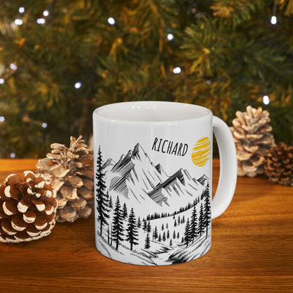 Personalized Mountain Sunrise Mug – Custom Name Gift