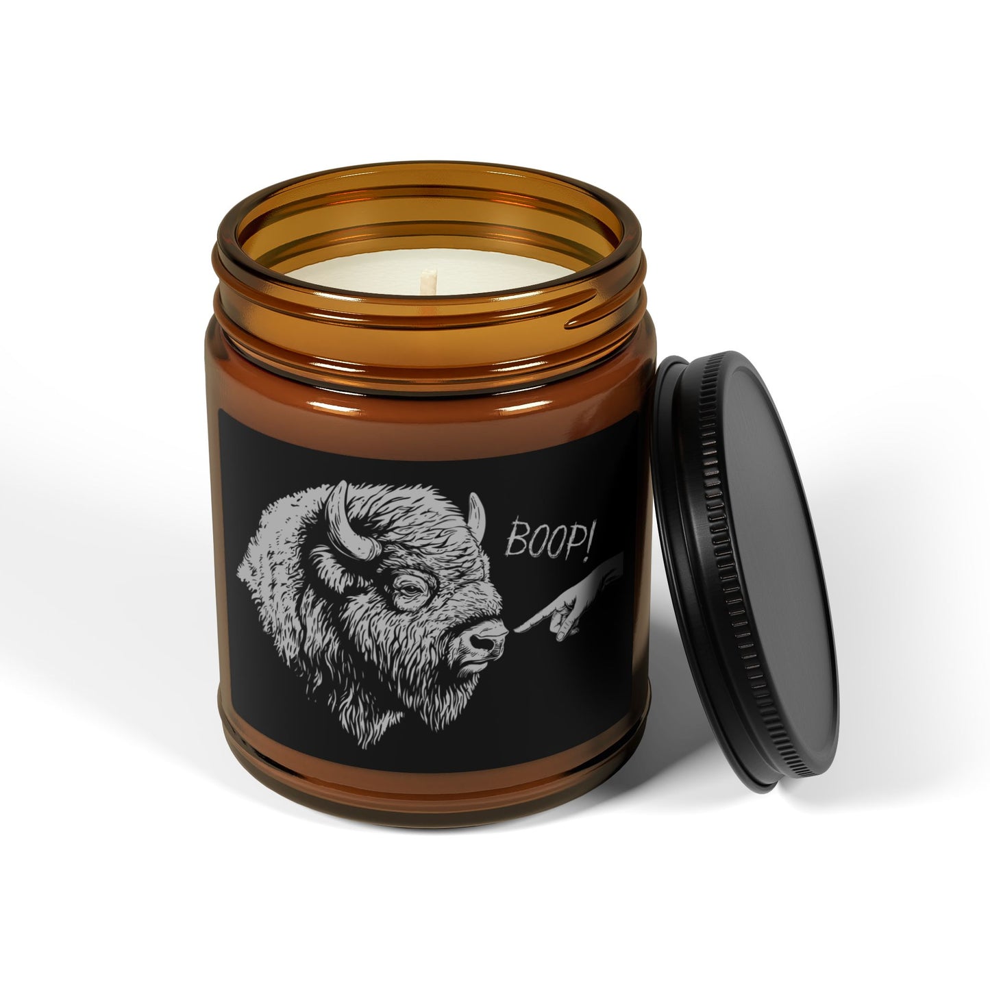 Boop Bison Scented Soy Candle – Amber Jar