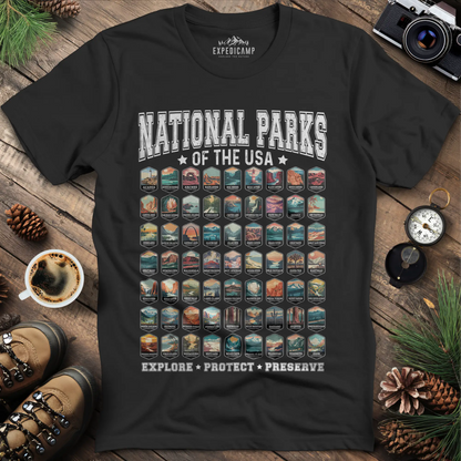 63 National Parks of the USA T-Shirt | Explore, Protect, Preserve