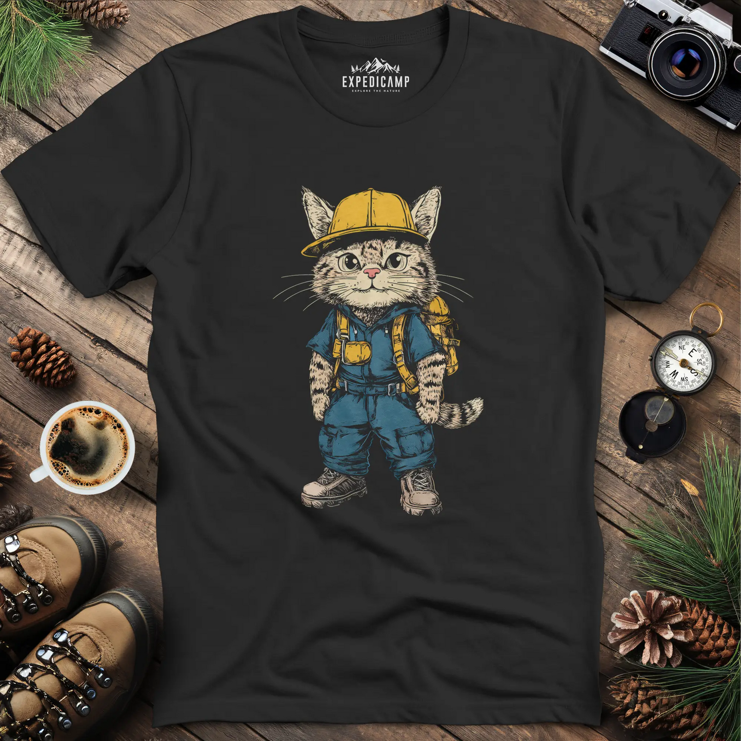 Cat Hiker T-Shirt – Curious Explorer