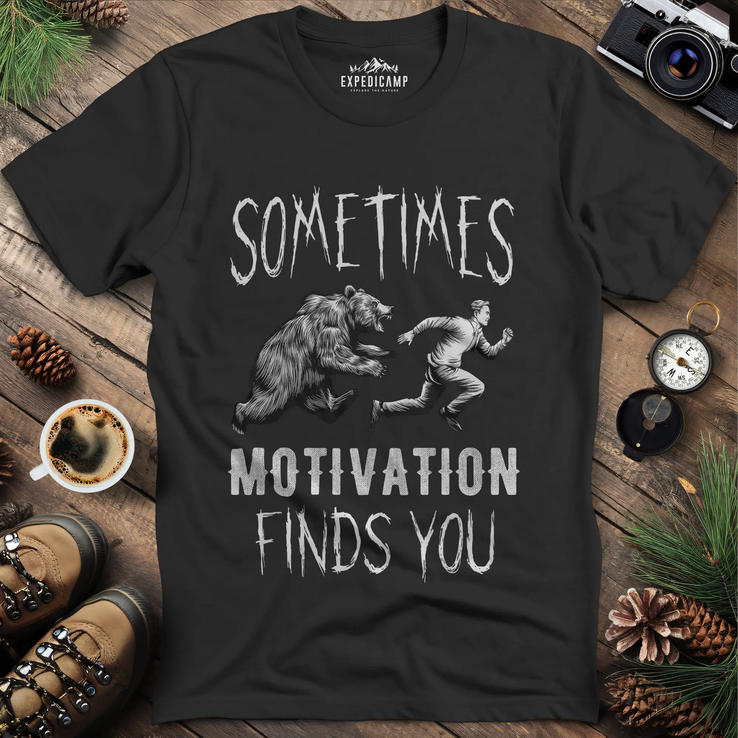 Sometimes Motivation Finds You - Hiker's Run T-Shirt