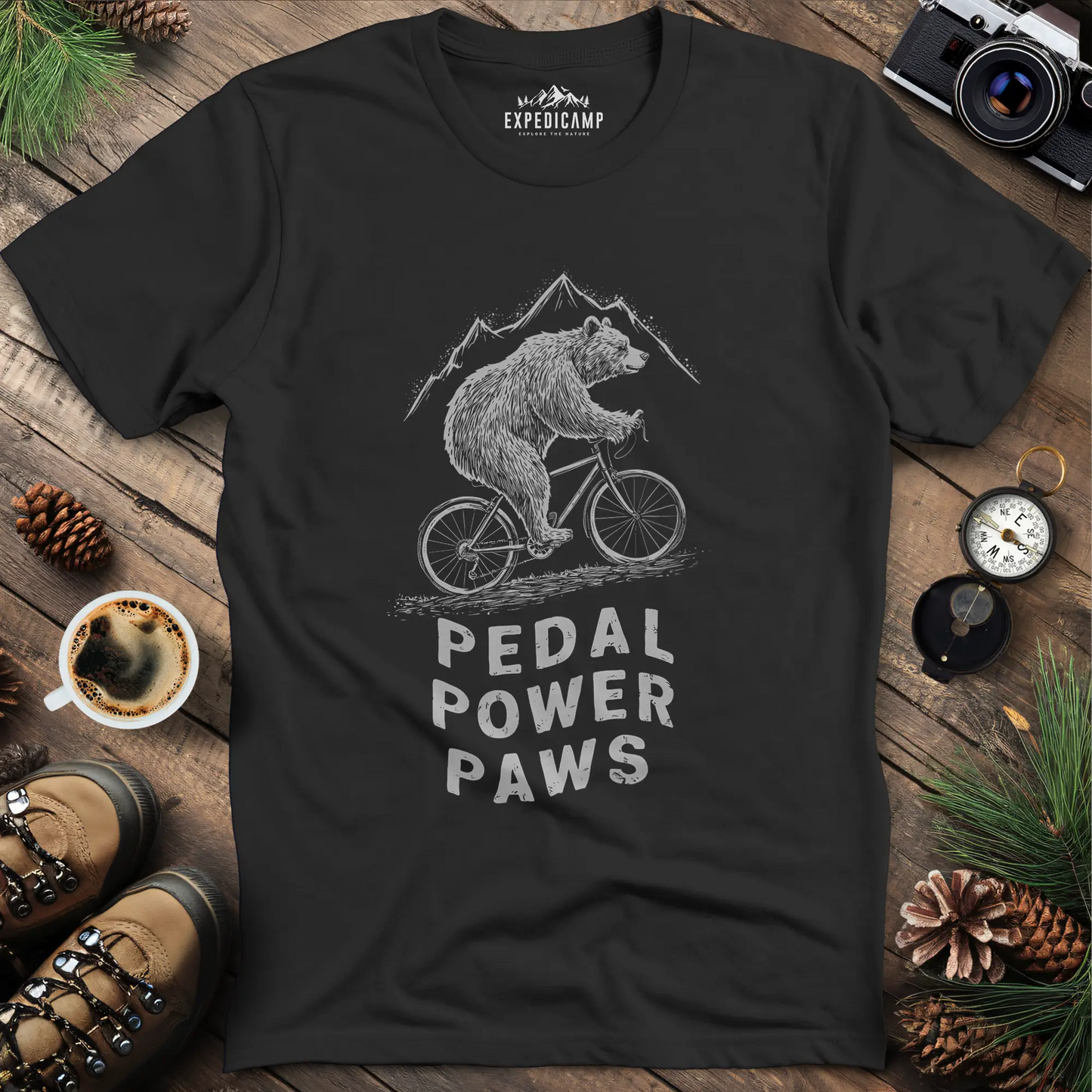 Pedal Power Paws T-Shirt – Cycling Bear Adventure