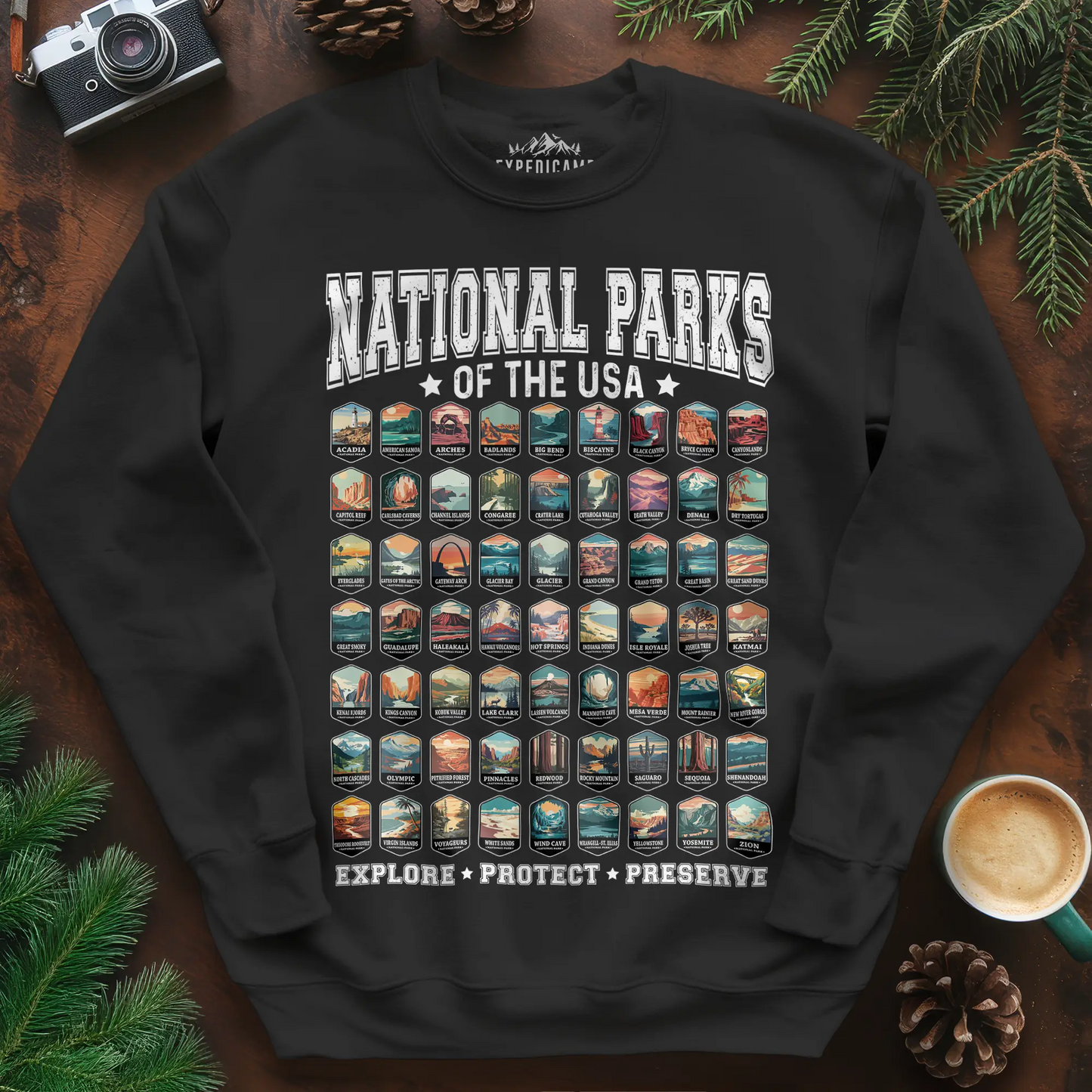 63 National Parks of the USA Sweatshirt | Explore, Protect, Preserve