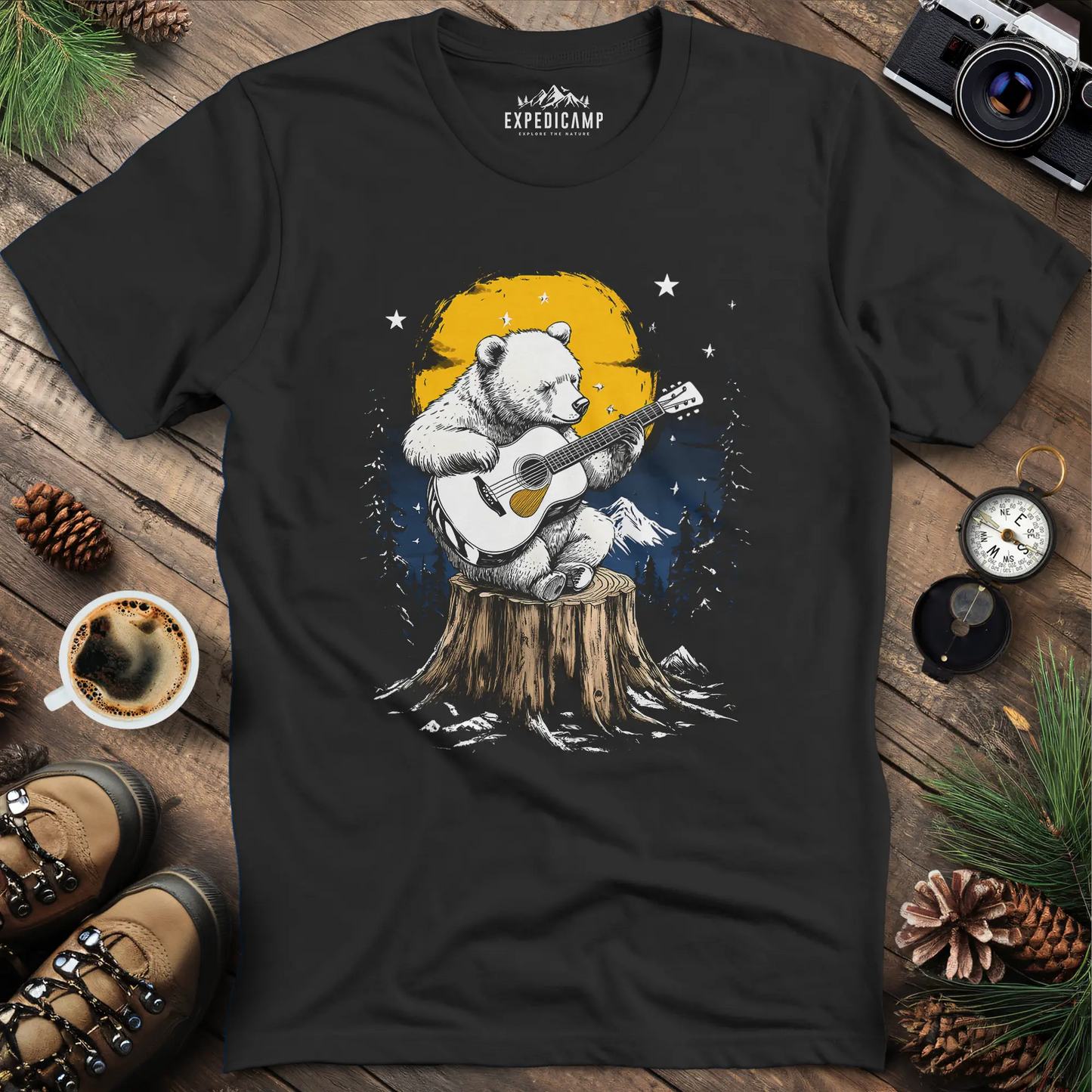 Musical Bear Under Moonlight T-Shirt