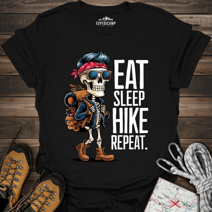 Eat Sleep Hike Repeat Skeleton T-Shirt