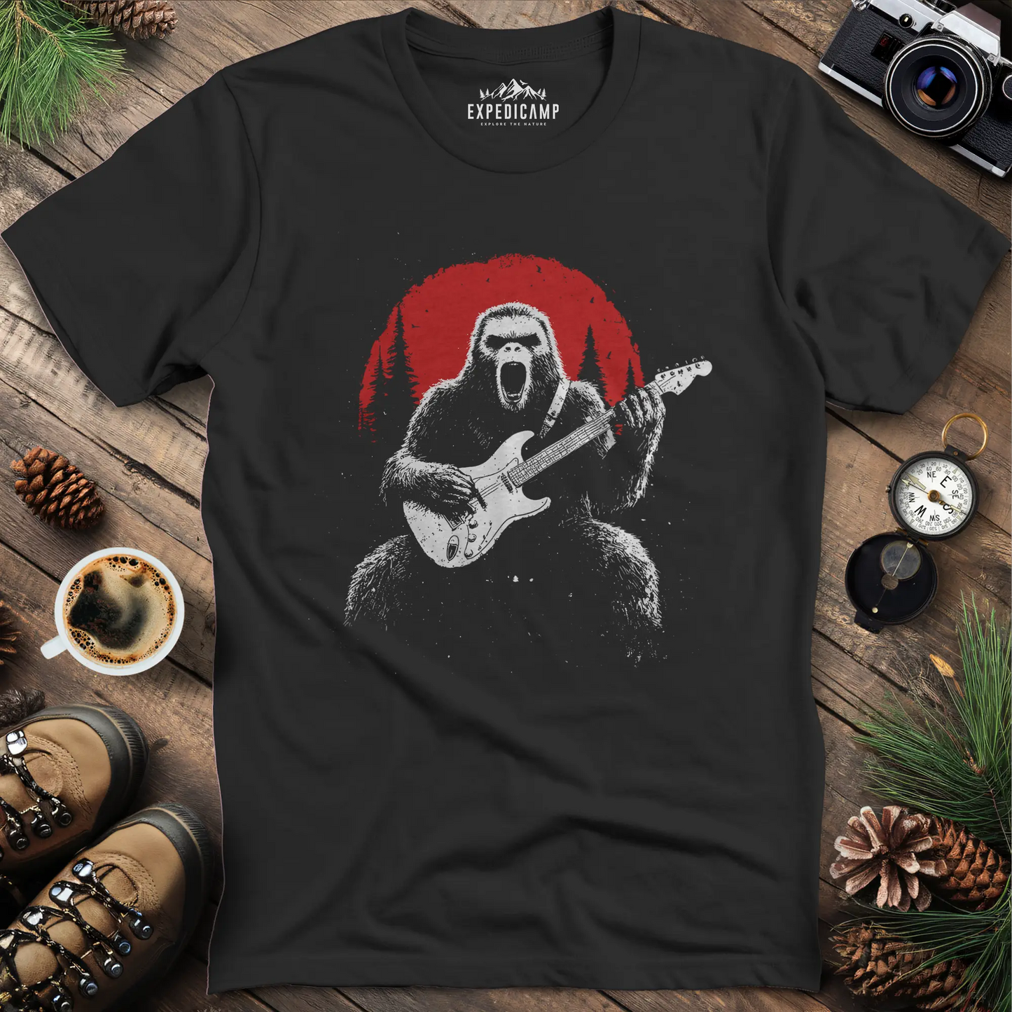 Rocking Bigfoot Guitarist T-Shirt