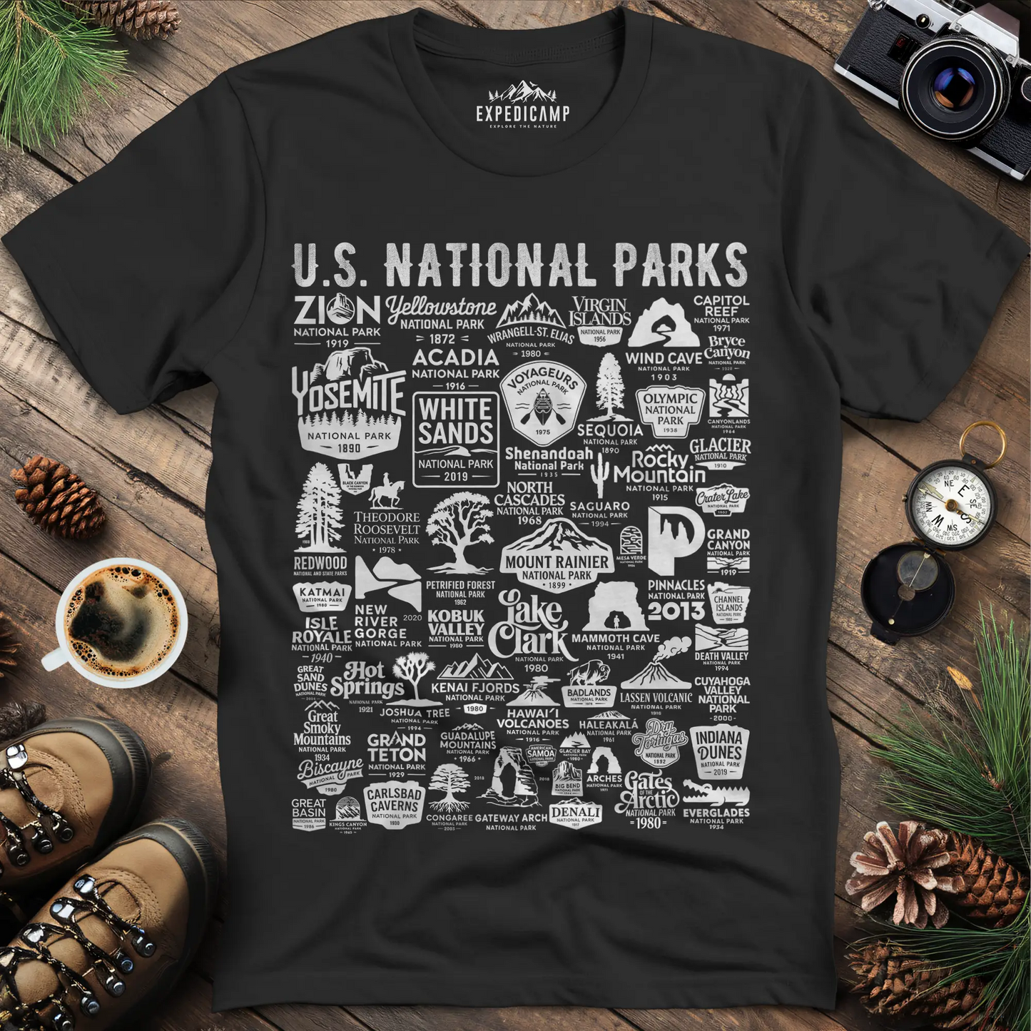 63 National Parks Vintage Logo T-Shirt