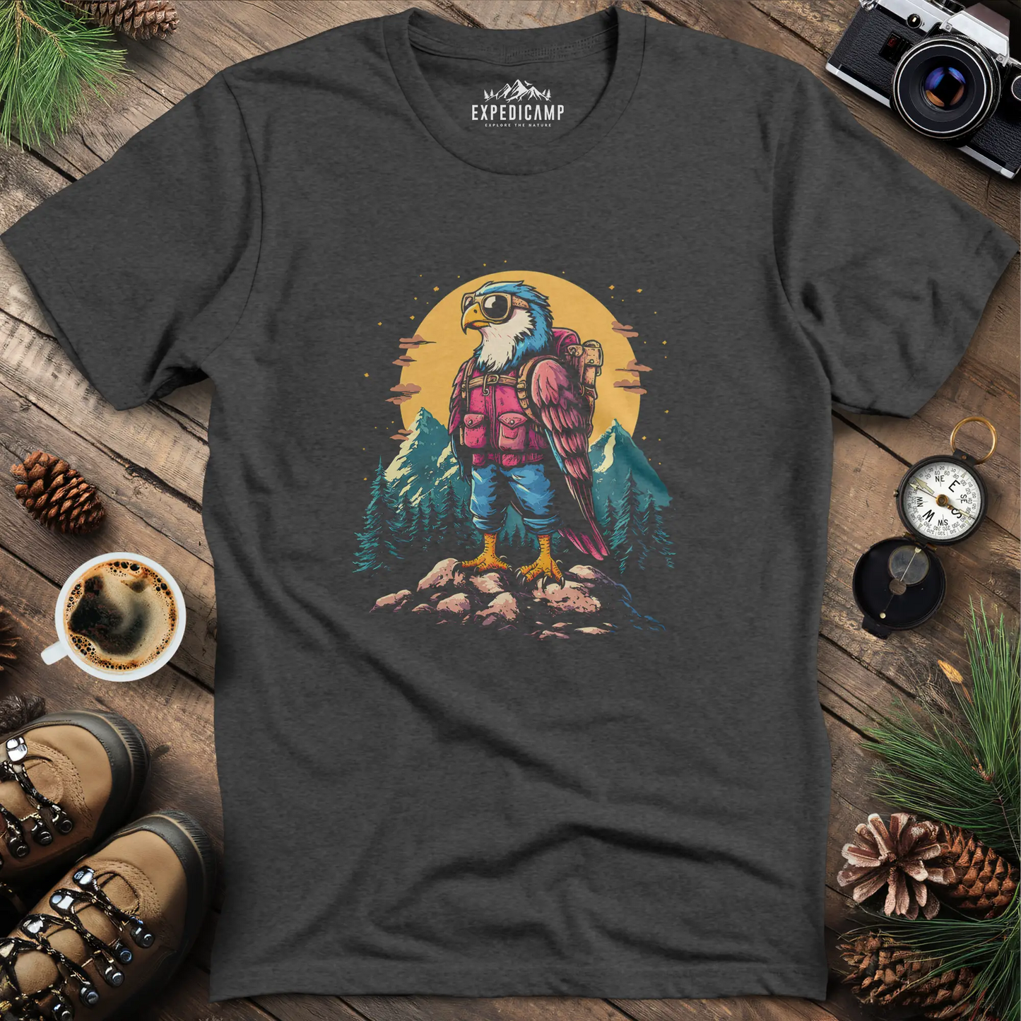 Backpacking Eagle T-Shirt – Majestic Eagle in the Wilderness Design