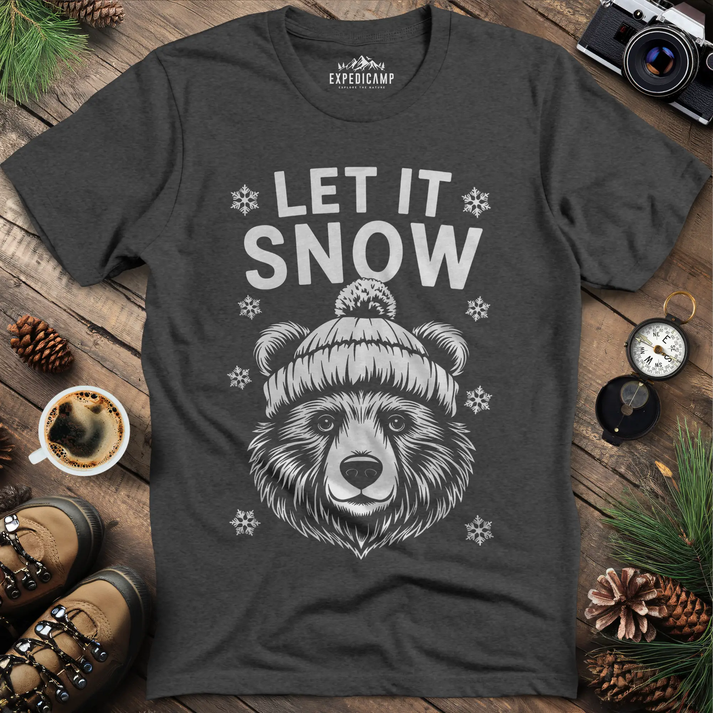 Let It Snow Bear T-Shirt - Cozy Winter