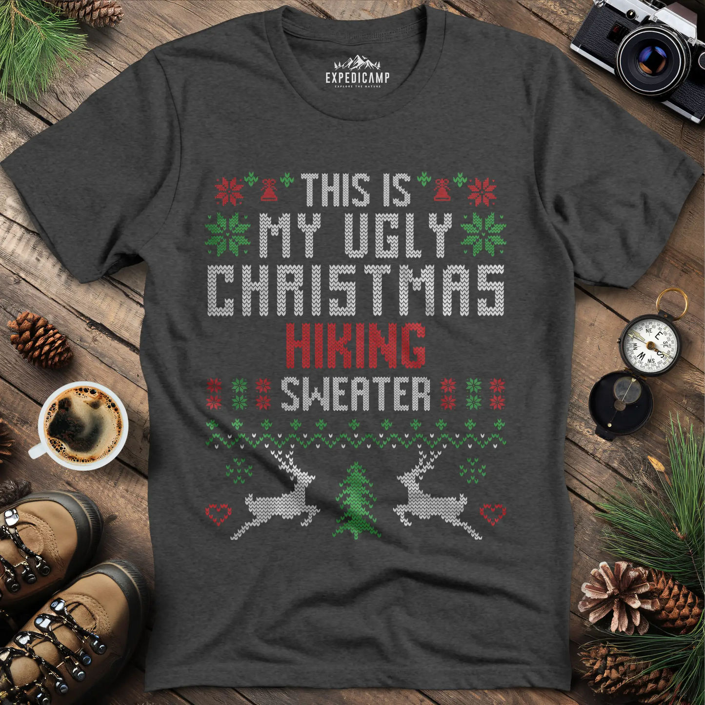 Ugly Christmas Hiking Sweater T-Shirt