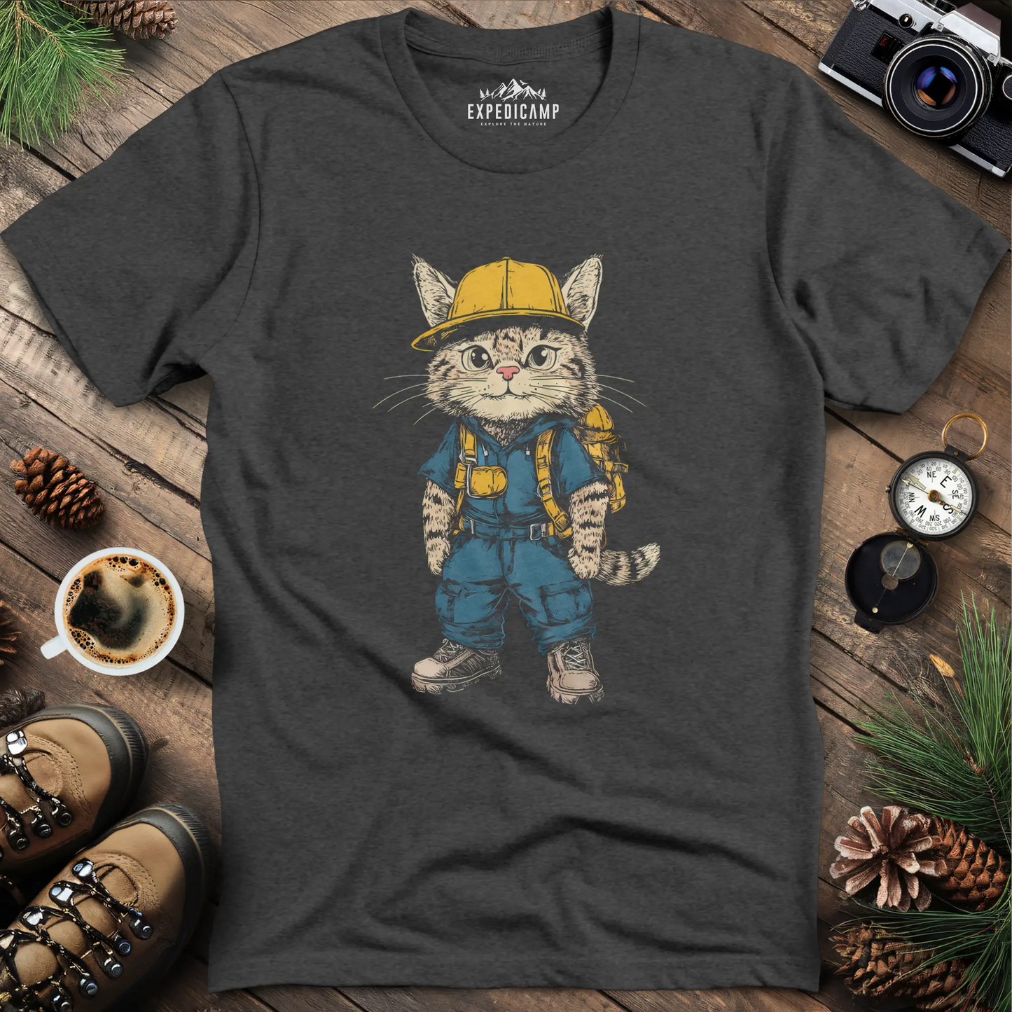 Cat Hiker T-Shirt – Curious Explorer