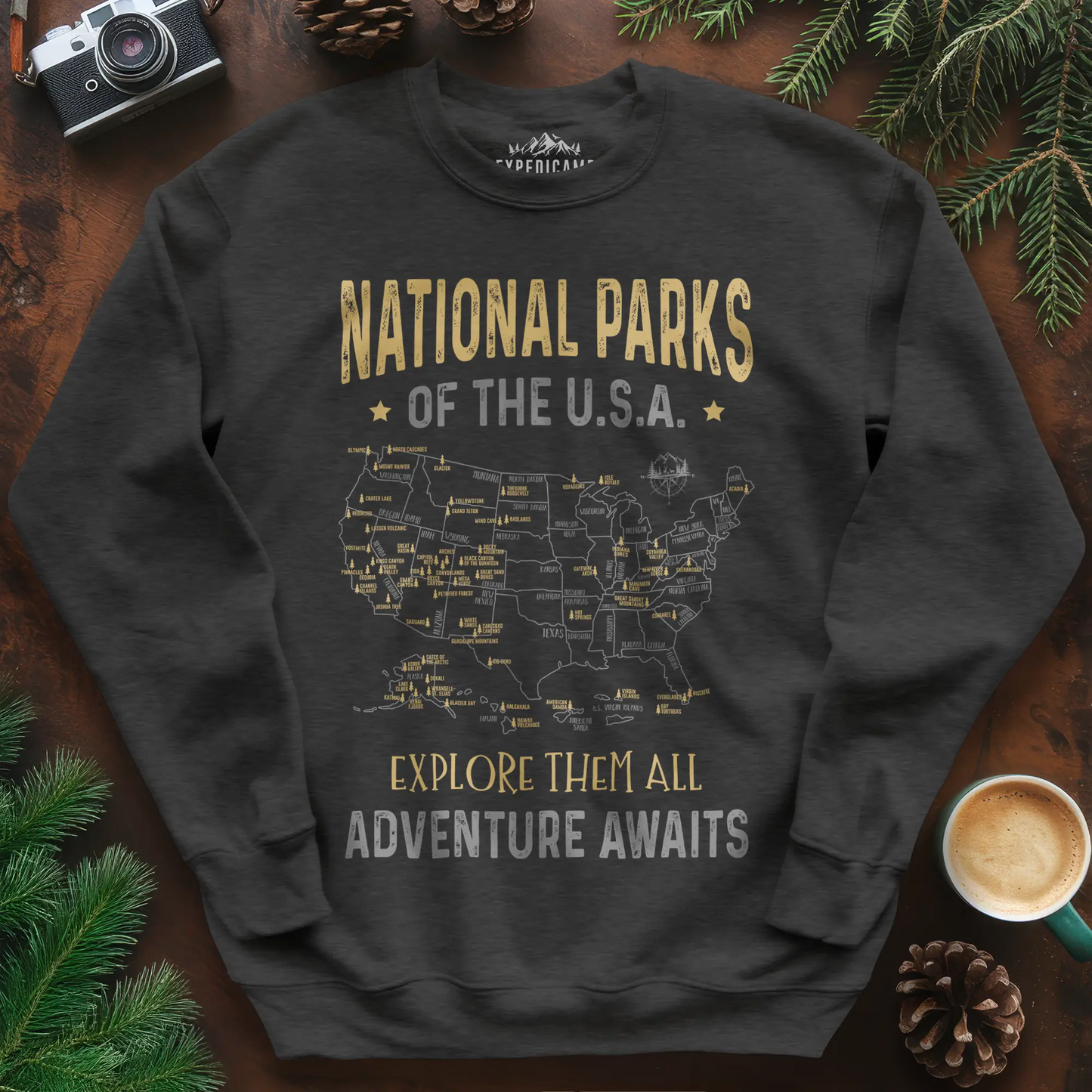 National Parks of the USA Map Sweatshirt – Explore Them All