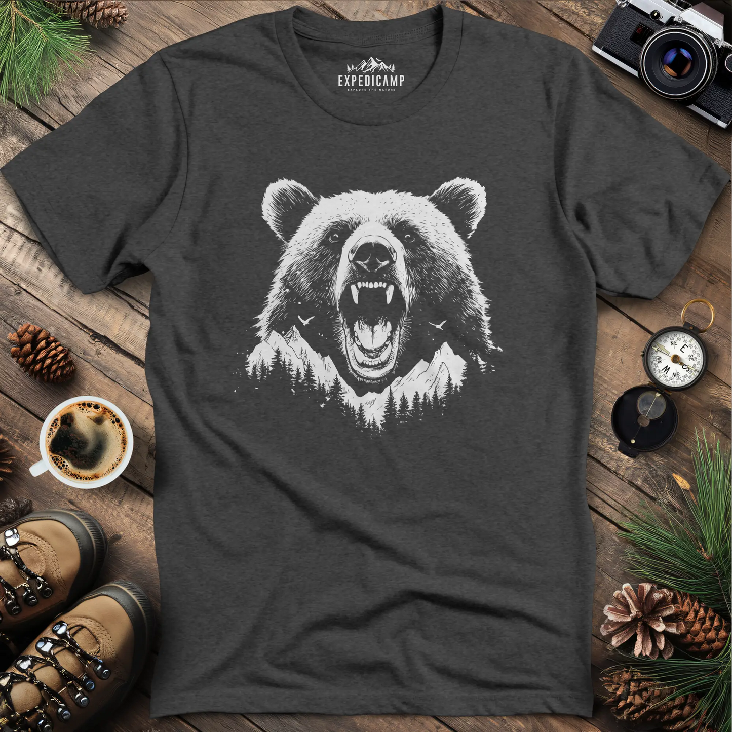 Mountain Roaring Bear T-Shirt – Power of the Wilderness