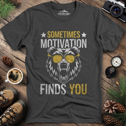 Sometimes Motivation Finds You - Sunglasses Bear T-Shirt