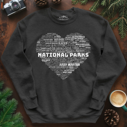 National Parks Word Art Heart Sweatshirt