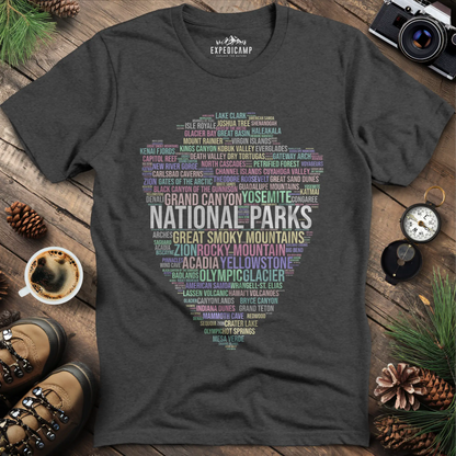 National Parks Word Art T-Shirt for Nature Lovers