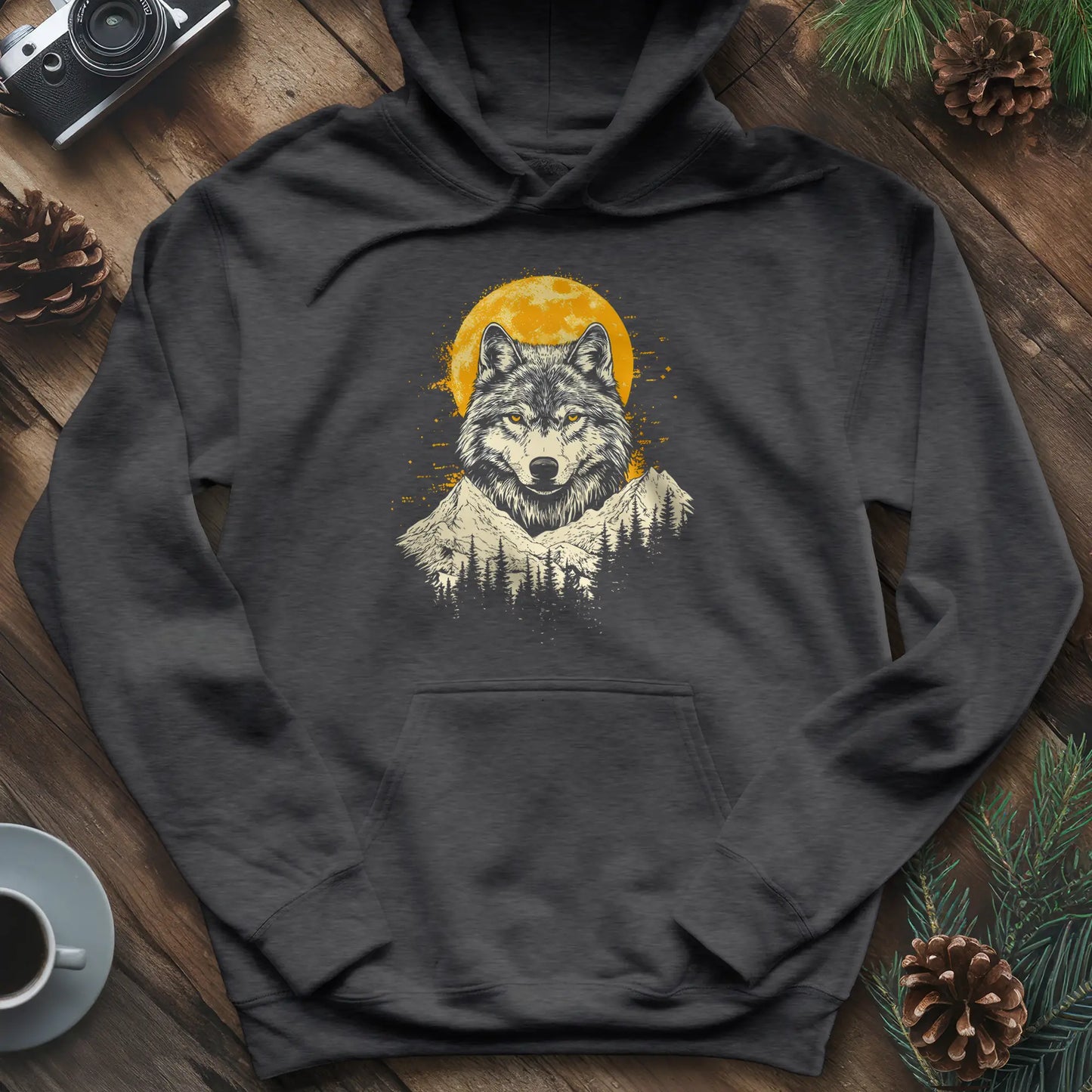 Golden Moon Wolf Hoodie