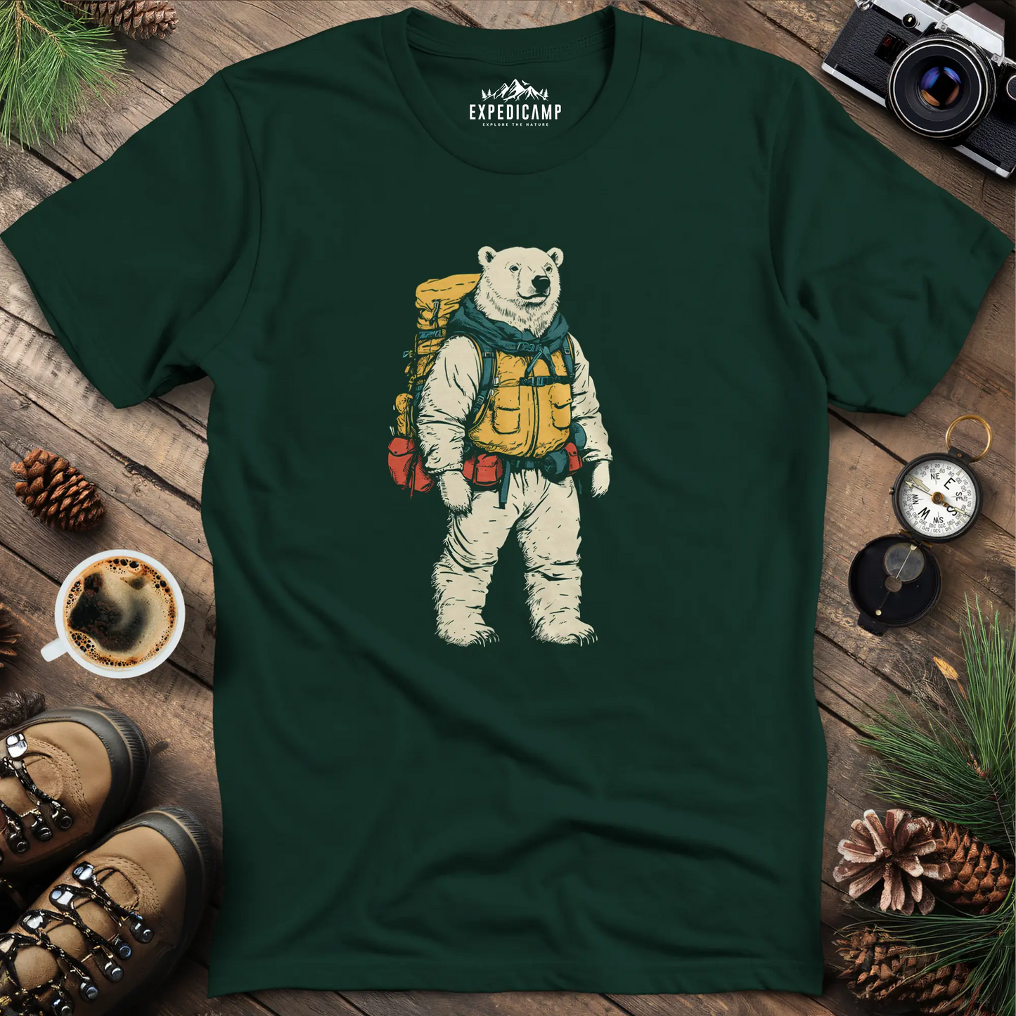 Polar Bear Hiker T-Shirt – Arctic Adventurer