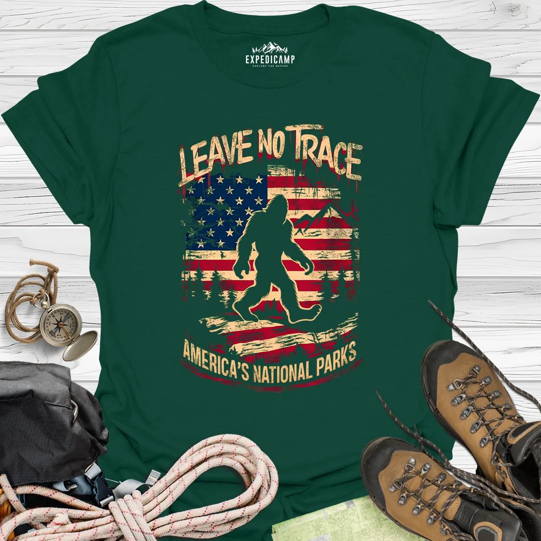 Bigfoot Leave No Trace America's National Parks USA T-Shirt