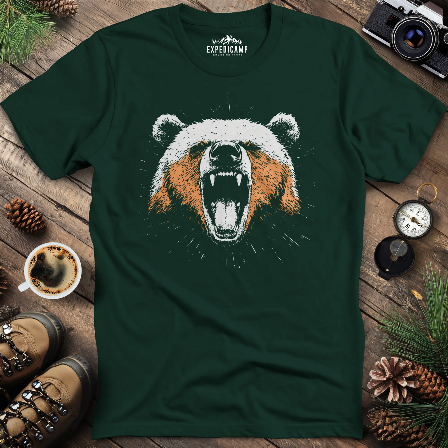 Roaring Bear T-Shirt – Fierce Wilderness Spirit