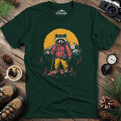 Raccoon Hiker T-Shirt – Mischievous Trailblazer