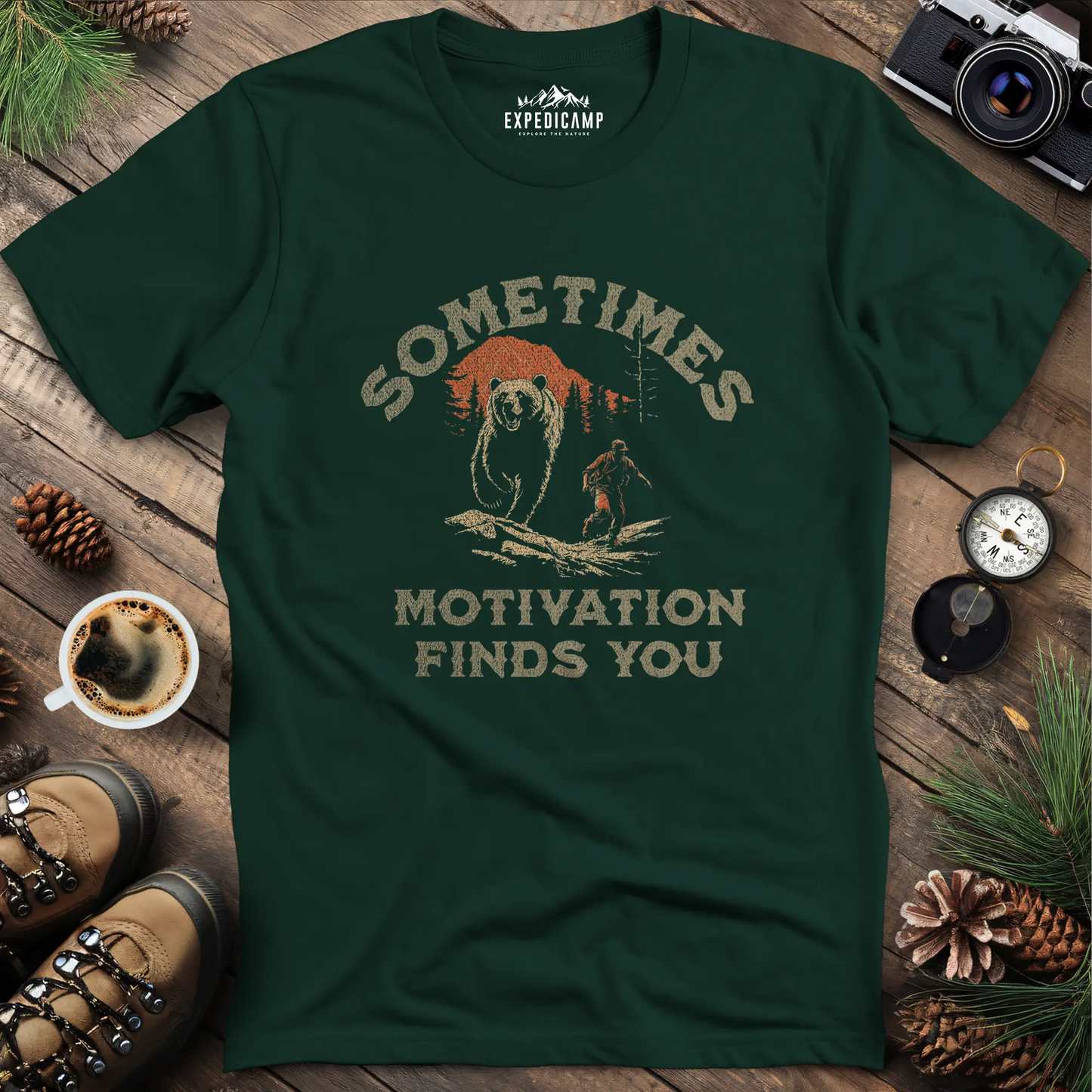 Sometimes Motivation Finds You - Running Bear T-Shirt