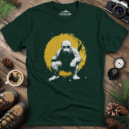 Bigfoot Swinging from a Tree T-Shirt – Adventurous Sasquatch Design