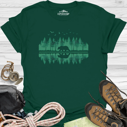 Forest Bear Trees Mirror View T-Shirt