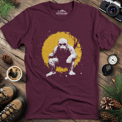 Bigfoot Swinging from a Tree T-Shirt – Adventurous Sasquatch Design