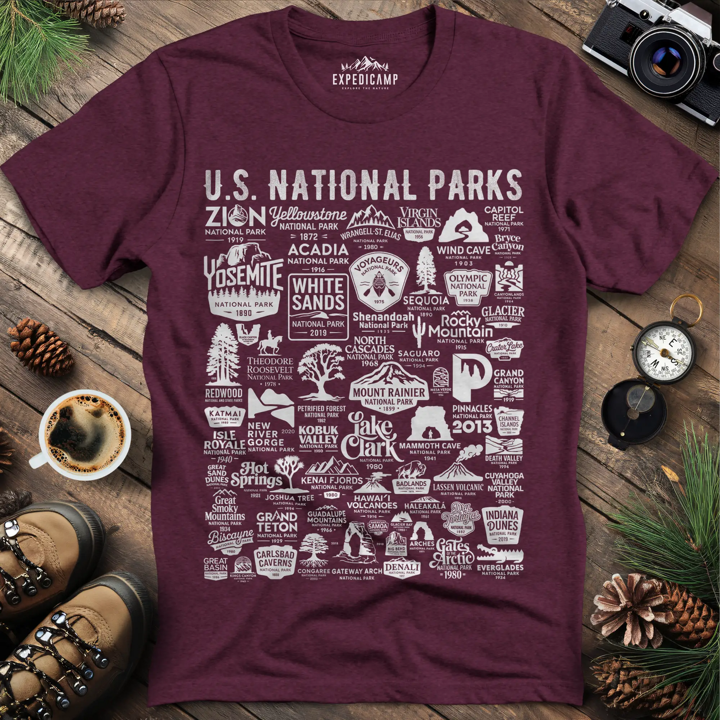 63 National Parks Vintage Logo T-Shirt