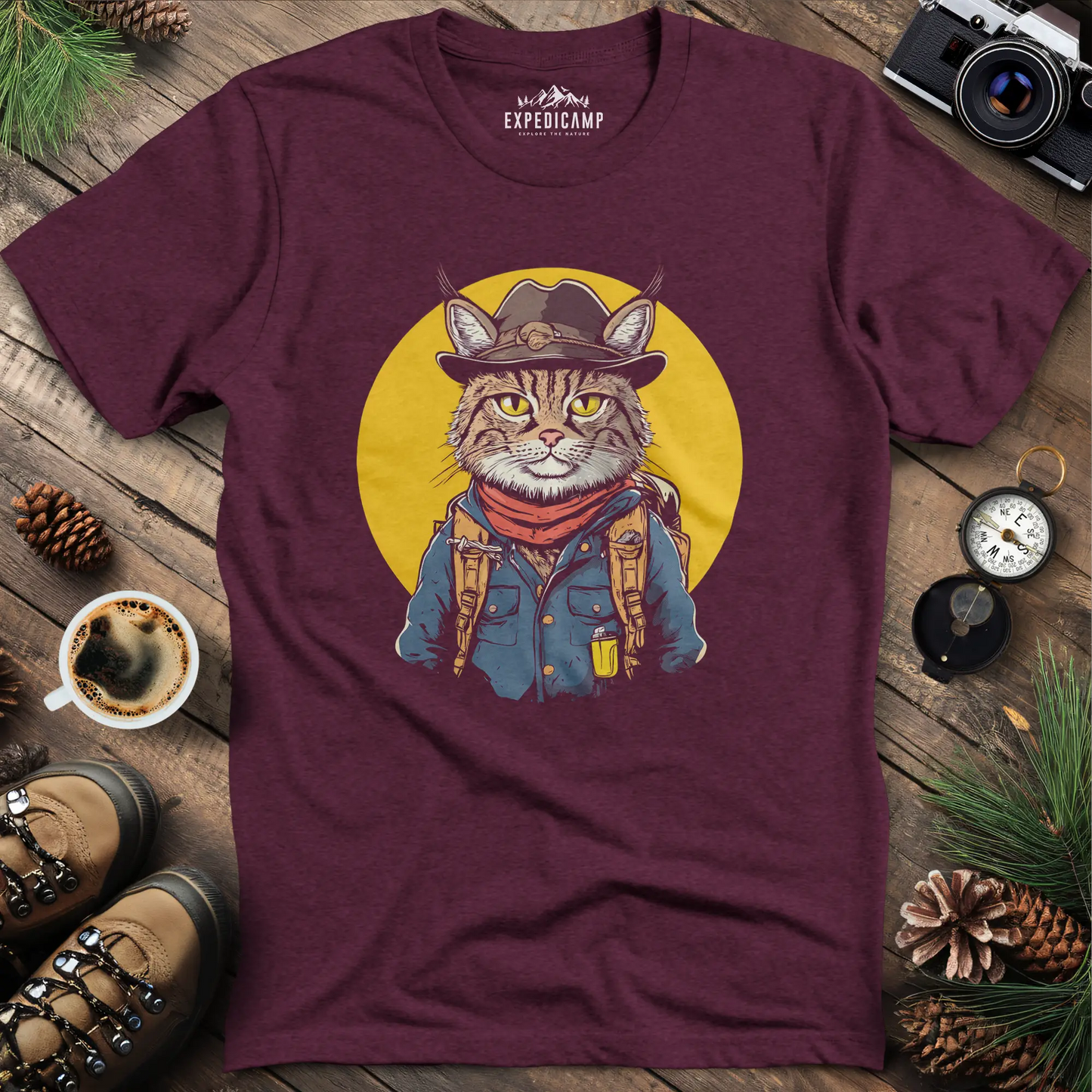 Cowboy Cat Hiker T-Shirt – Western Wilderness Style