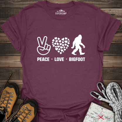 Peace Love Bigfoot T-Shirt