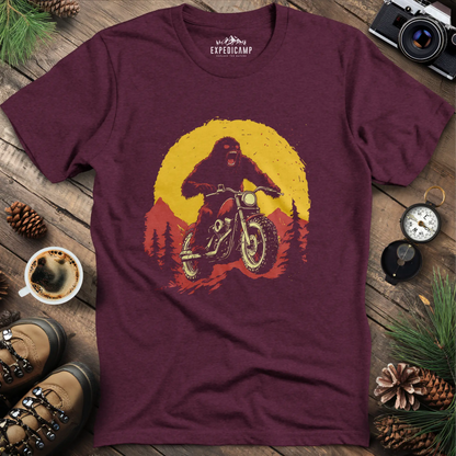 Bigfoot Riding Motorcycle T-Shirt – Bigfoot on the Open Road