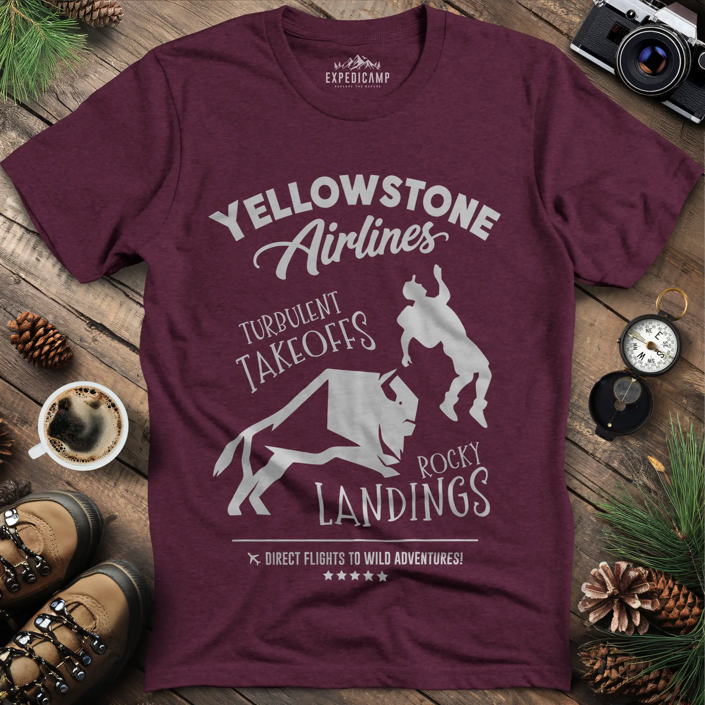 Yellowstone Airlines T-Shirt - Turbulent Takeoffs & Rocky Landings