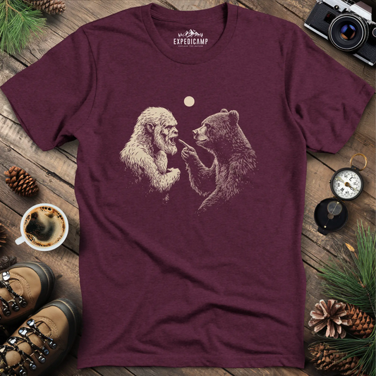 Bear and Bigfoot Argument T-Shirt – Wilderness Debate