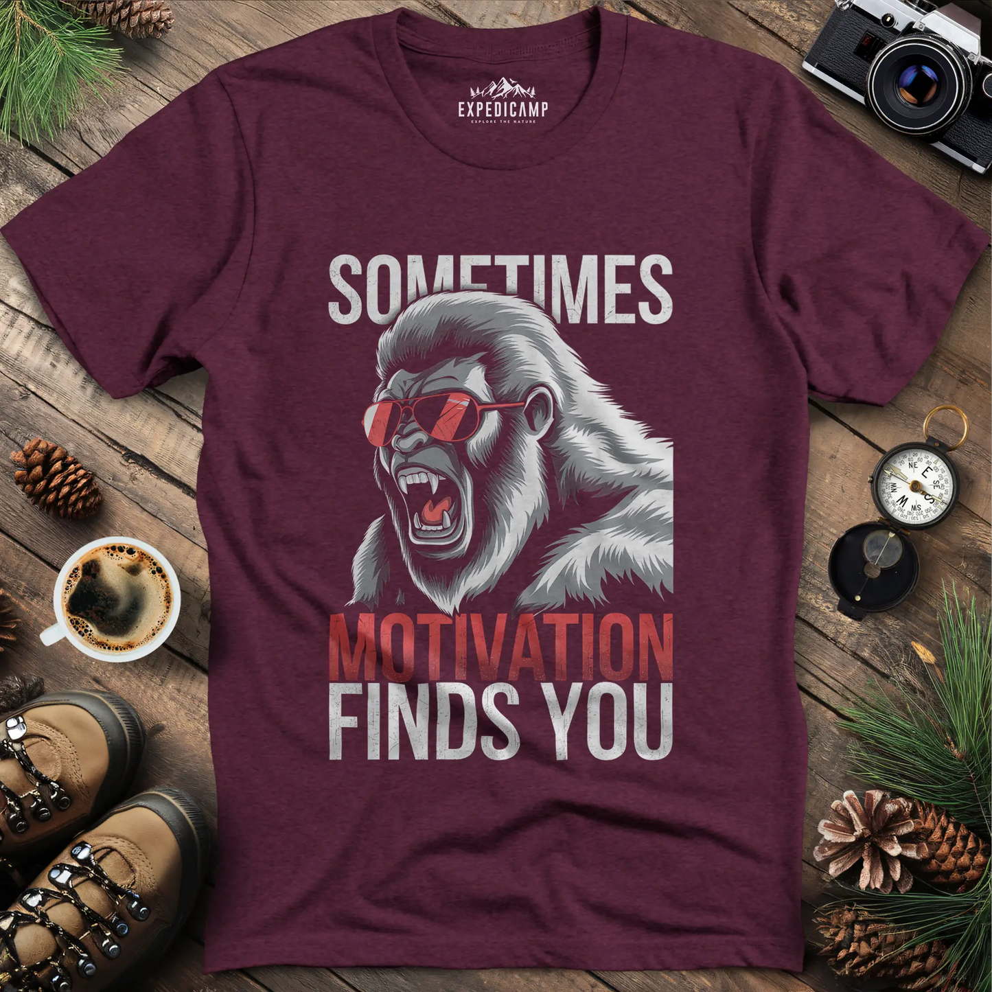 Sometimes Motivation Finds You - Bigfoot Roar T-Shirt