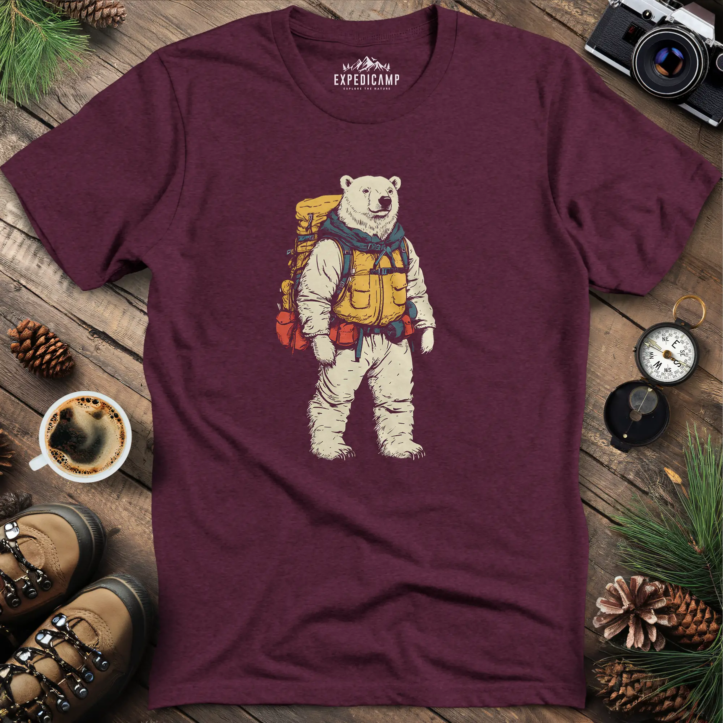 Polar Bear Hiker T-Shirt – Arctic Adventurer