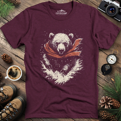 Winter Bear Scarf T-Shirt – Cozy Wilderness Design