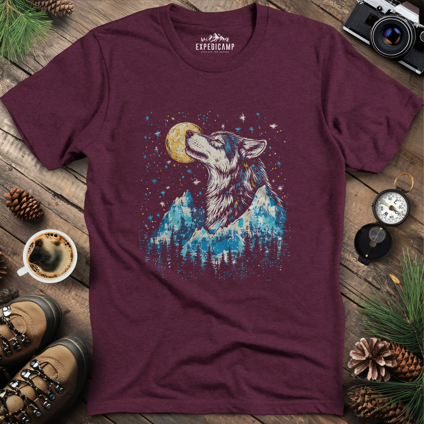 Moonlit Mountain Wolf T-Shirt