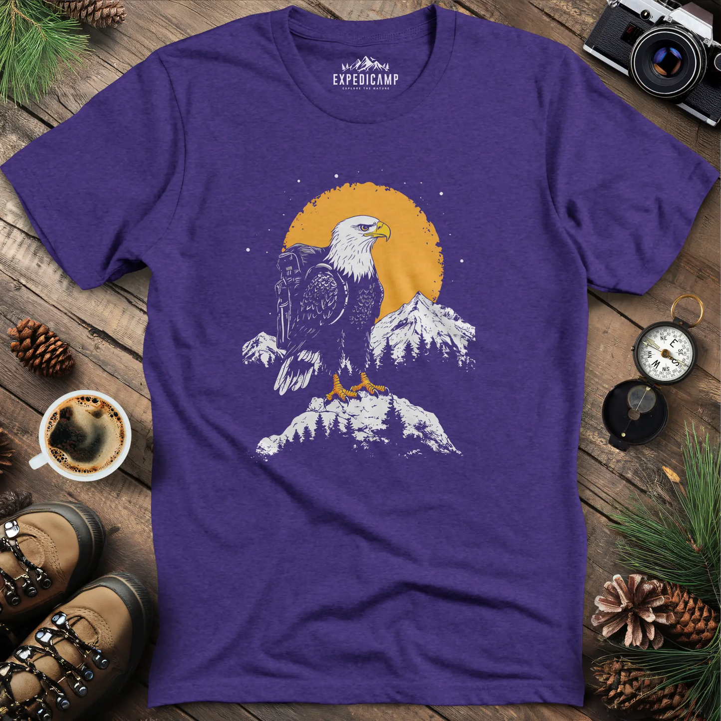 Majestic Eagle T-Shirt – Fierce Bald Eagle Mountain Explorer Design