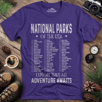 National Parks of the USA Checklist T-Shirt