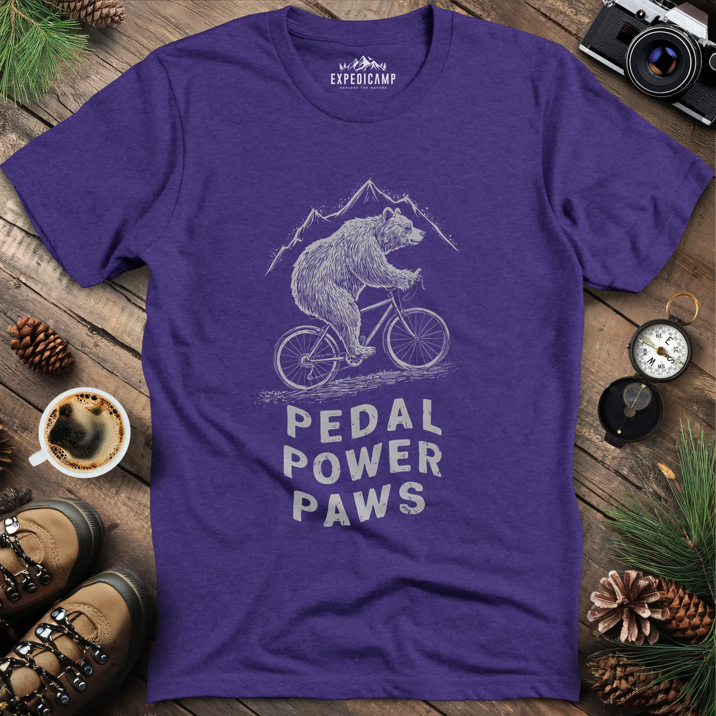 Pedal Power Paws T-Shirt – Cycling Bear Adventure