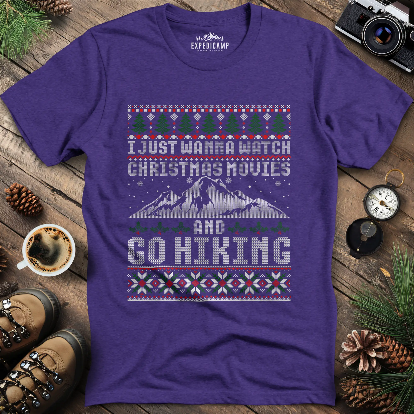 Christmas Movies and Hiking T-Shirt